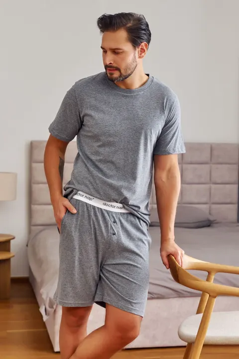 Męska szara piżama z gumą Doctor Nap