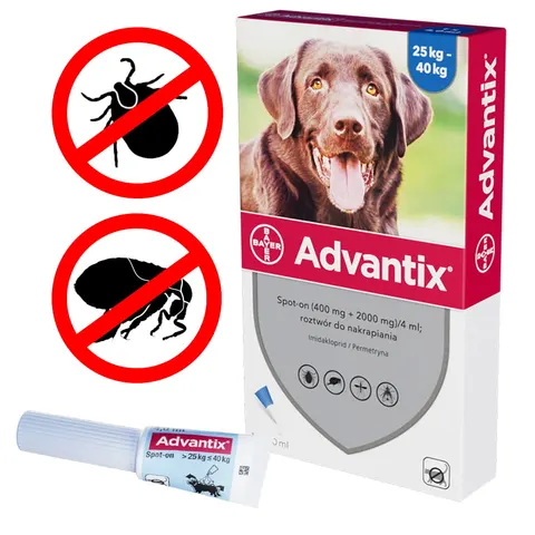 Advantix krople na kleszcze i pchły dla psa od 25kg do 40kg 4ml (1 pipeta)