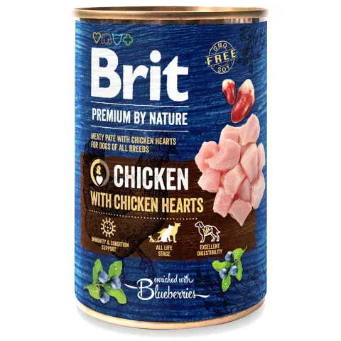 BRIT Premium by Nature Chicken Hearts Puszka 400g
