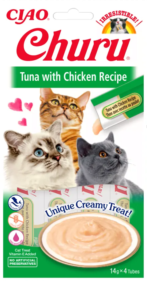 INABA CAT CHURU TUNA WITH CHICKEN 4x14g (56g) przysmak dla kota