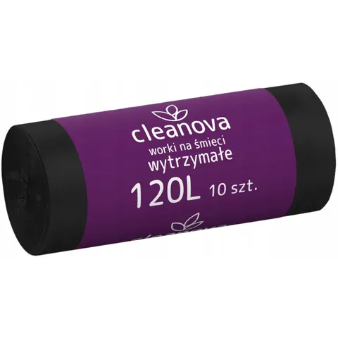 CLEANOVA Worki na śmieci CZARNE 120 l, 10 szt