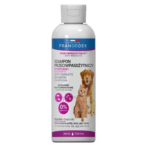 Francodex Szampon Dla Psa i Kota Przeciw Pasożytom z Dimetykonem 200ml