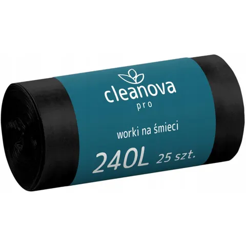 CLEANOVA Worki na śmieci CZARNE 240 l, 25 szt