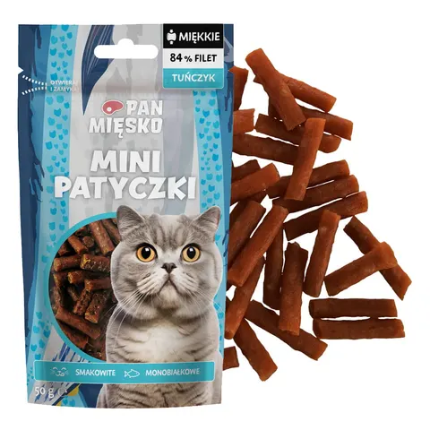 Pan Mięsko Mini Patyczki Tuńczyk miękkie przysmaki dla kota 50g