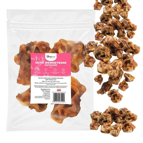 Przysmak dla Psa Ucho Wewnętrzne Środkowe Wieprzowe 100% Naturalny GACZOO 100g