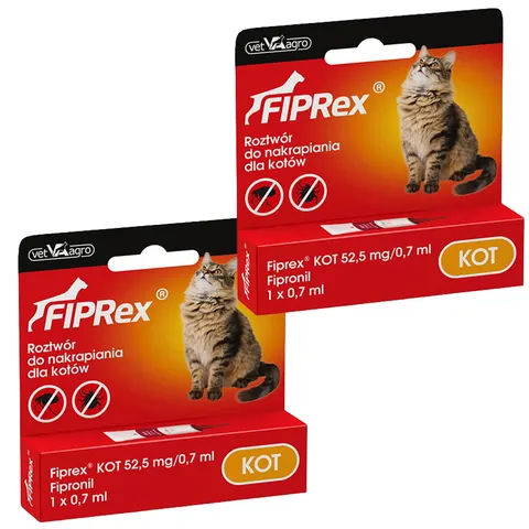 Fiprex KROPLE na Pchły Kleszcze dla Kota 2x0,7ml Ochrona na 60 dni