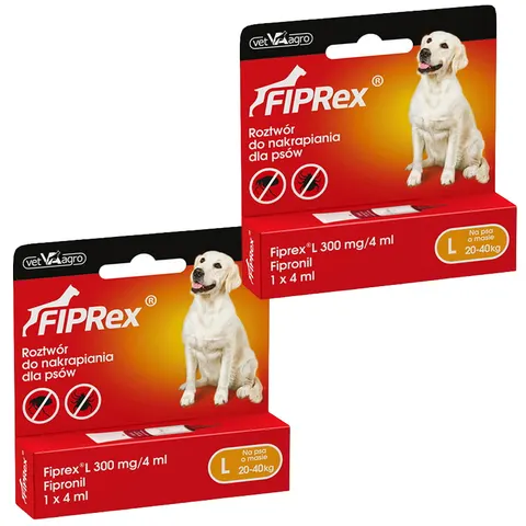 Fiprex L KROPLE na Pchły Kleszcze dla Psa 20-40kg 2x4ml