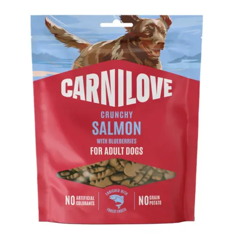CARNILOVE Crunchy Snack Salmon & Blueberries Łosoś z Jagodami 200g