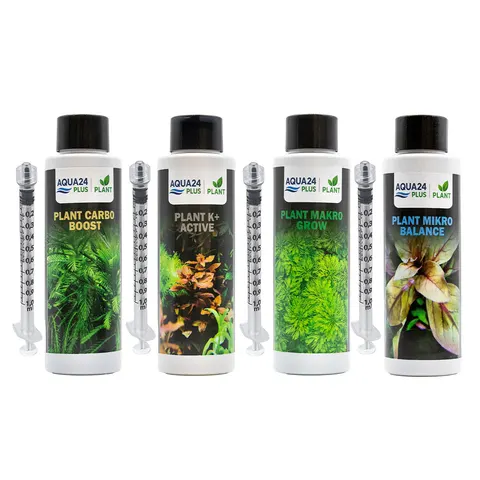 AQUA24 PLUS Zestaw Nawozów do Akwarium Makro Mikro Potas Carbo 4x100 ml