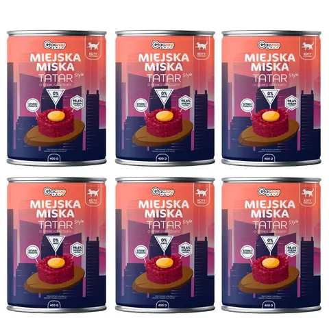 Gaczoo Miejska Miska karma mokra dla kota Tatar wołowy Style 6x400g