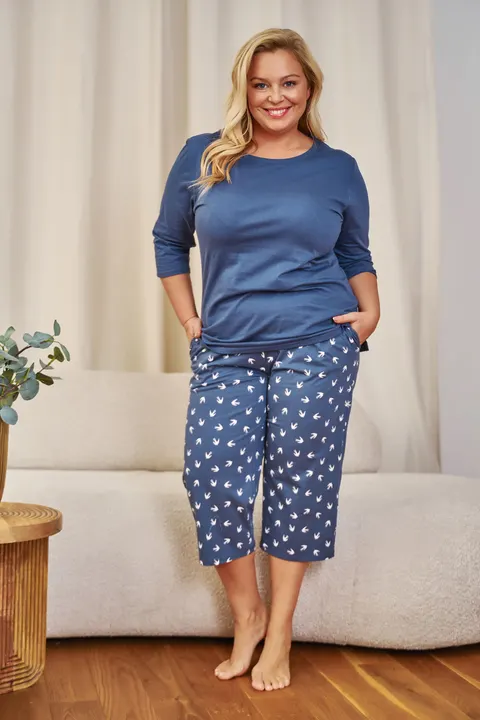 Granatowa piżama plus size