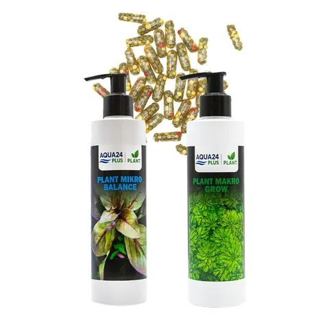 AQUA24 PLUS Zestaw Nawozów do Akwarium Makro Mikro + Caps 20szt 2x250ml