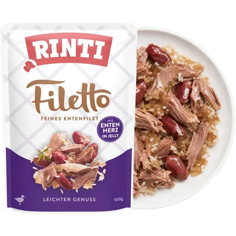 RINTI Filetto Kaczka z Kaczymi Sercami Karma Mokra dla Psa 100g