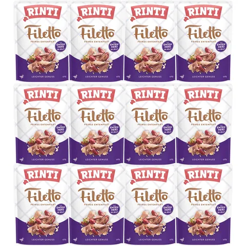 RINTI Filetto Kaczka z Kaczymi Sercami Karma Mokra dla Psa 12x100g