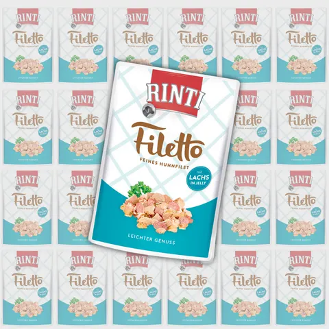 RINTI Filetto Kura i Łosoś w Galaretce Karma Mokra dla Psa 24x100g