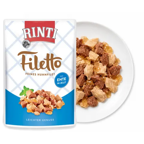 RINTI Filetto Kurczak i Kaczka w Galaretce Karma Mokra dla Psa 100g
