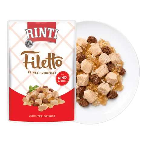 RINTI Filetto Kurczak i Wołowina w Galaretce Karma Mokra dla Psa 100g