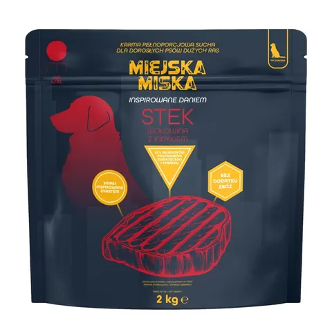 Miejska Miska Gaczoo Stek Wołowina Karma Sucha dla Psów Ras Dużych 2kg L/XL
