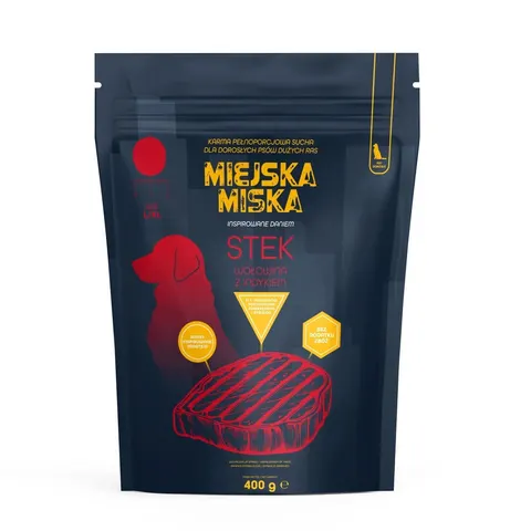Miejska Miska Gaczoo Stek Wołowina Karma Sucha dla Psów Ras Dużych 400g L/XL