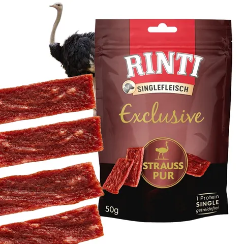RINTI Singlefleisch Exclusive Struś Przysmak Mięsny dla Psa 50g