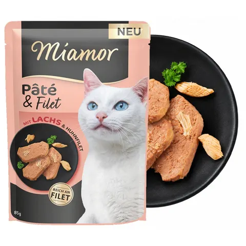 MIAMOR Pâté & Filet Łosoś Kurczak 85g Saszetka Karma Mokra dla Kotów