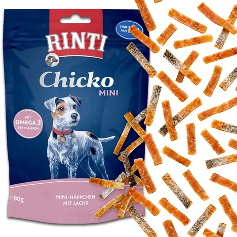 RINTI Chicko Mini Kurczak Łosoś 80g Suszony Przysmak dla Psów Dorosłych