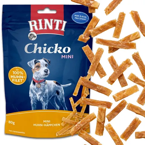 RINTI Chicko Mini Kurczak 80g Suszony Przysmak z Fileta dla Psów Dorosłych