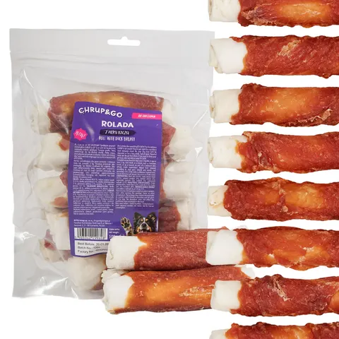 CHRUP&GO Rolada z Piersi Kaczki 500g Przysmak dla Psów Dorosłych