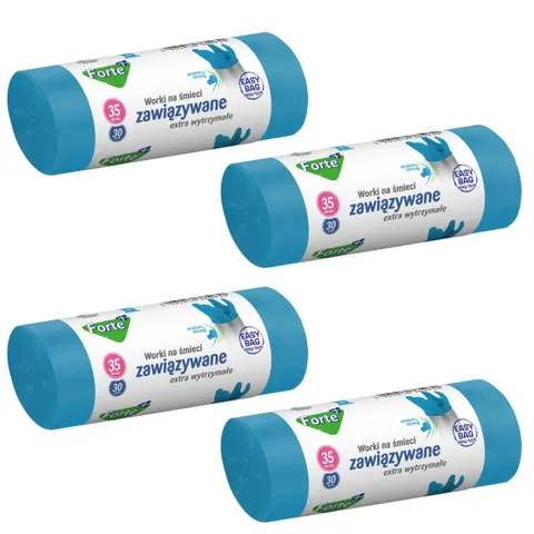 FORTE+ Worki na śmieci 35L 30 szt EASY-BAG ZAWIĄZYWANE, pakiet 4 opakowań