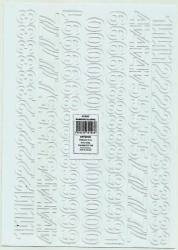 Cyfry samoprzylepne 20mm białe Helvetica Ardruk