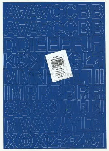 Litery samoprzylepne 25mm niebieskie Helvetica Ardruk