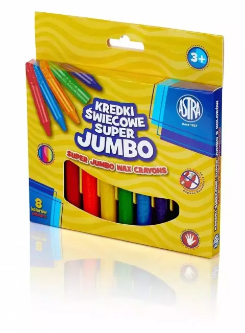 Kredki świecowe Astra grube 8 kolorów Jumbo