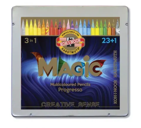 Kredki akwarelowe Koh i Noor Progresso Magic 24 kolory w metalowej kasecie