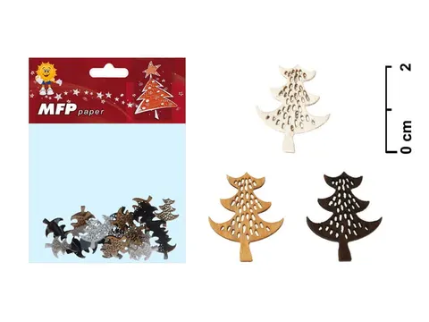 Aplikacje drewniane choinki 2 cm mix 24 sztuki, MFP