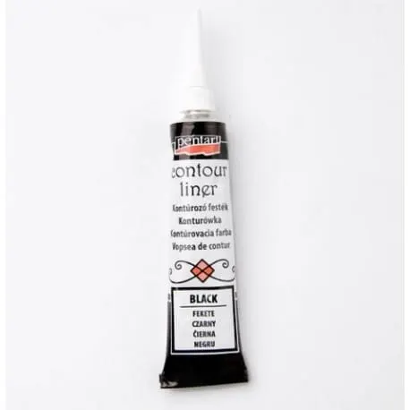 Farba konturowa Refief Czarna z aplikatorem 20 ml, Pentart