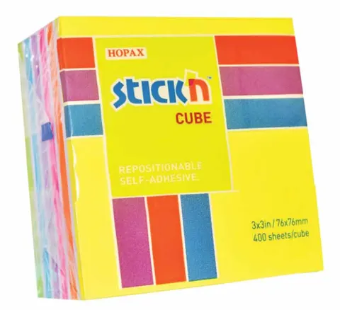 Notes samoprzylepny 76x76 mm 400 kartek mix 6 kolorów MIX STICKN