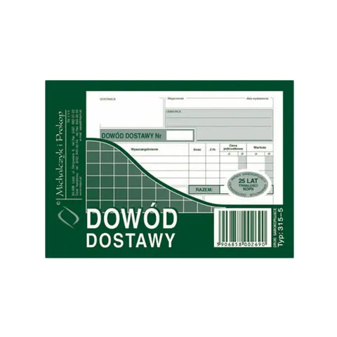 Druk "Dowód Dostawy" wielokopia A6 MICHALCZYK I PROKOP /315-5/