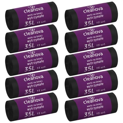 CLEANOVA Worki na śmieci CZARNE 35 l, pakiet 10 x 15 szt