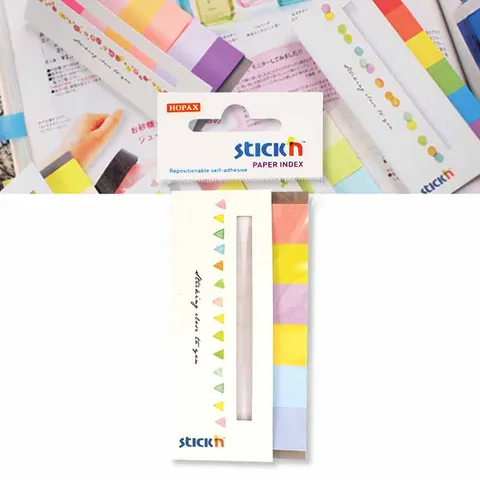Zakładki papierowe 45x15mm 6 kolorów CANDY 180 kartek 21599 STICKN