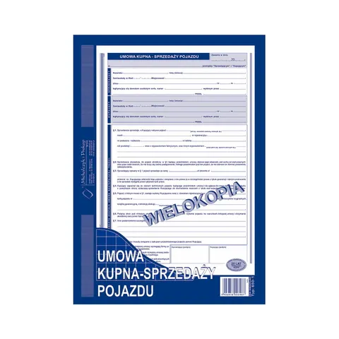 Druk samokopiujący umowa kupna-sprzedaży pojazdu A4 40 kartek MICHALCZYK I PROKOP /650-1/