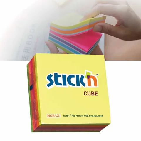 Karteczki samoprzylepna Stick'n kostka 76 x 76 mm mix 5 kolorów neonowych 400 szt.