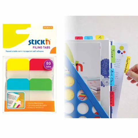 Zakładki indeksujące do segregatora przezroczyste 38x25mm 4 kolory, Stick'n