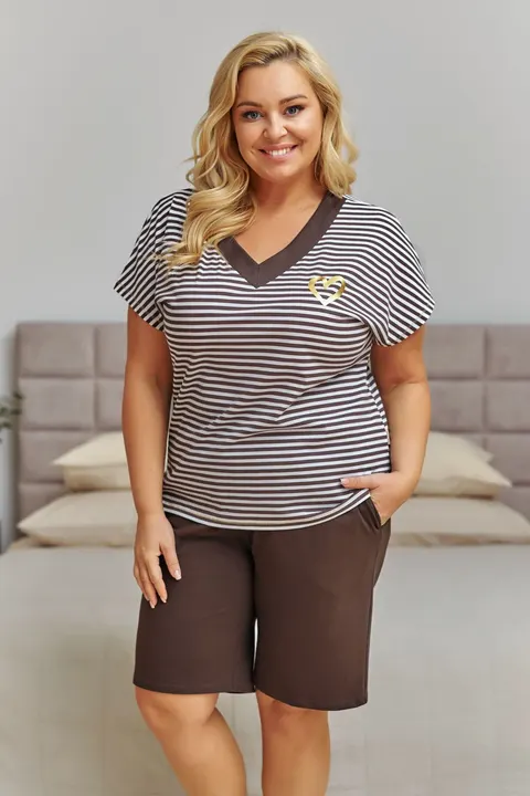 Piżama damska w paseczki Plus Size