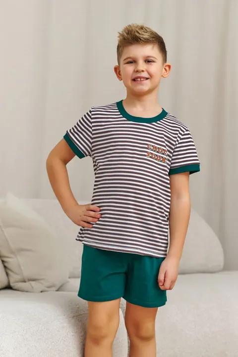 Chłopięca piżama bawełniana Choco Squad w paseczki