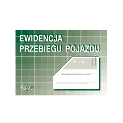 K17 Ewidencja przebiegu pojazdu (bez kosztów) A5 Michalczyk i Prokop