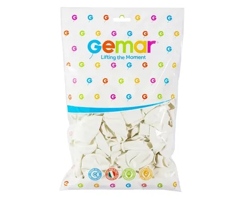 Balony G90 pastel 10 cali - białe 01 100 szt Gemar