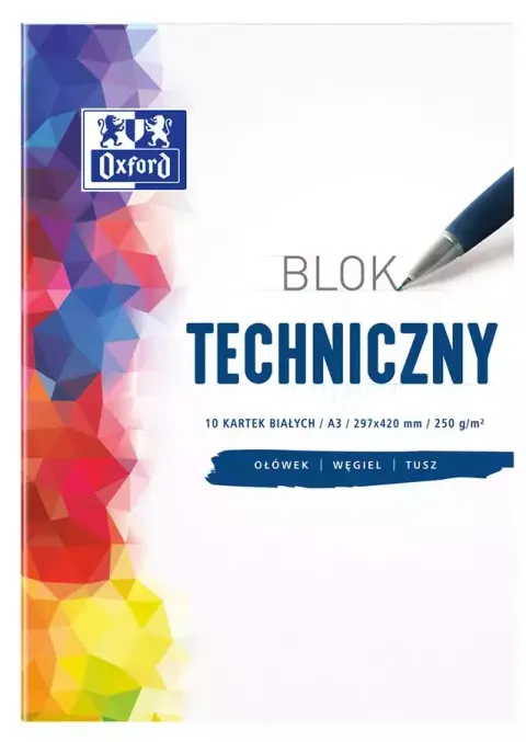 Blok techniczny A3/250g biały 10 kartek OXFORD /400093232/