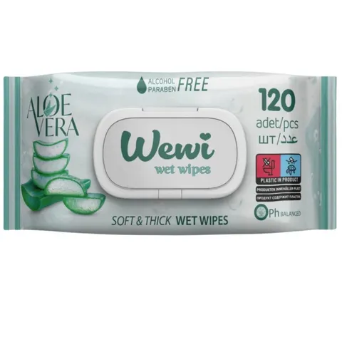 WEWI Chusteczki nawilżane 120 szt ALOES, 1 op