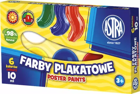 Farby plakatowe Astra 6 kolorów x 10 ml