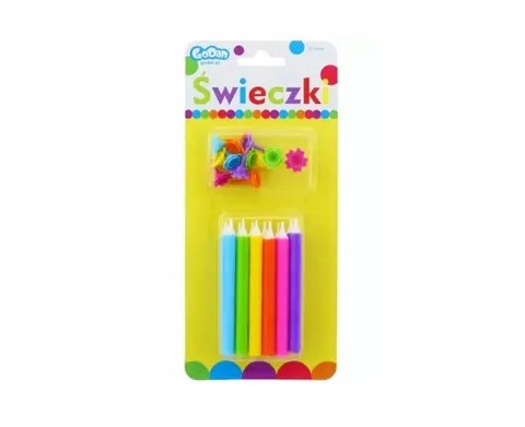 Świeczki urodzinowe Tęcza 8 cm 12 sztuk GoDan